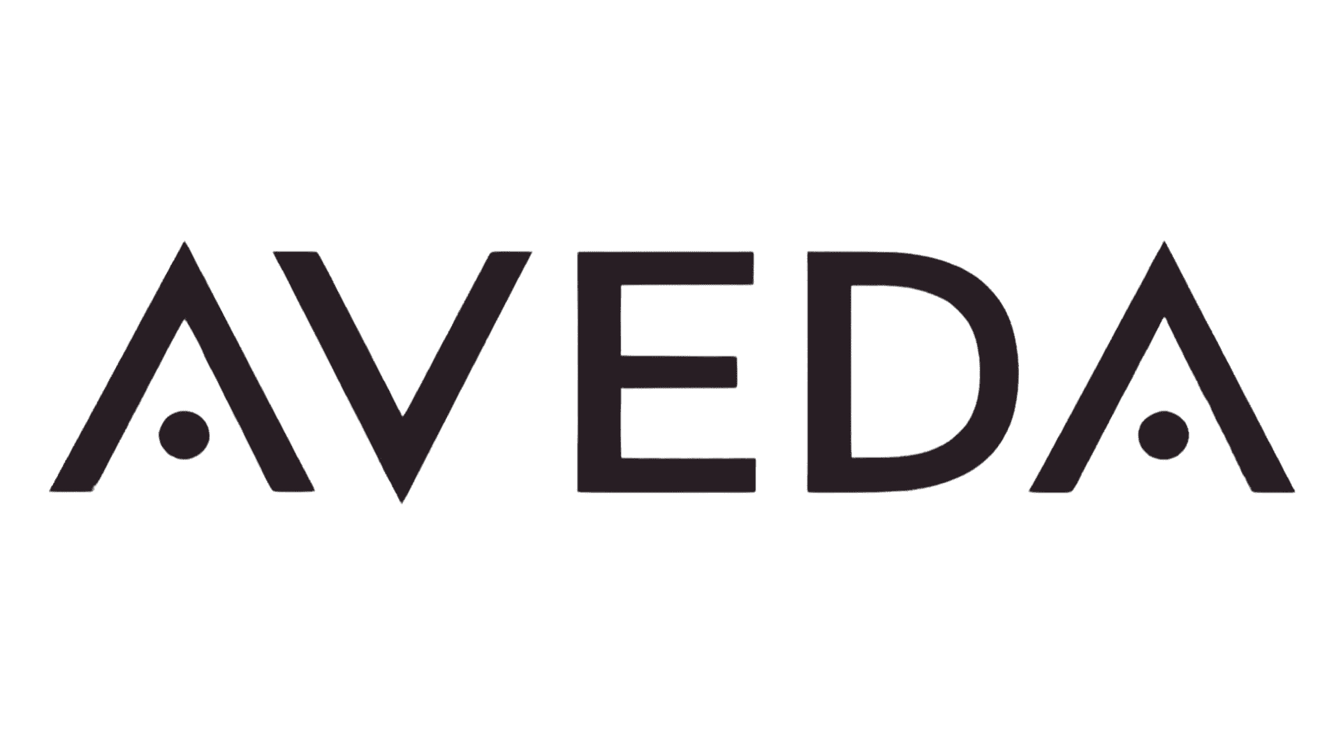 Aveda logo with stylized letters in black on a white background.